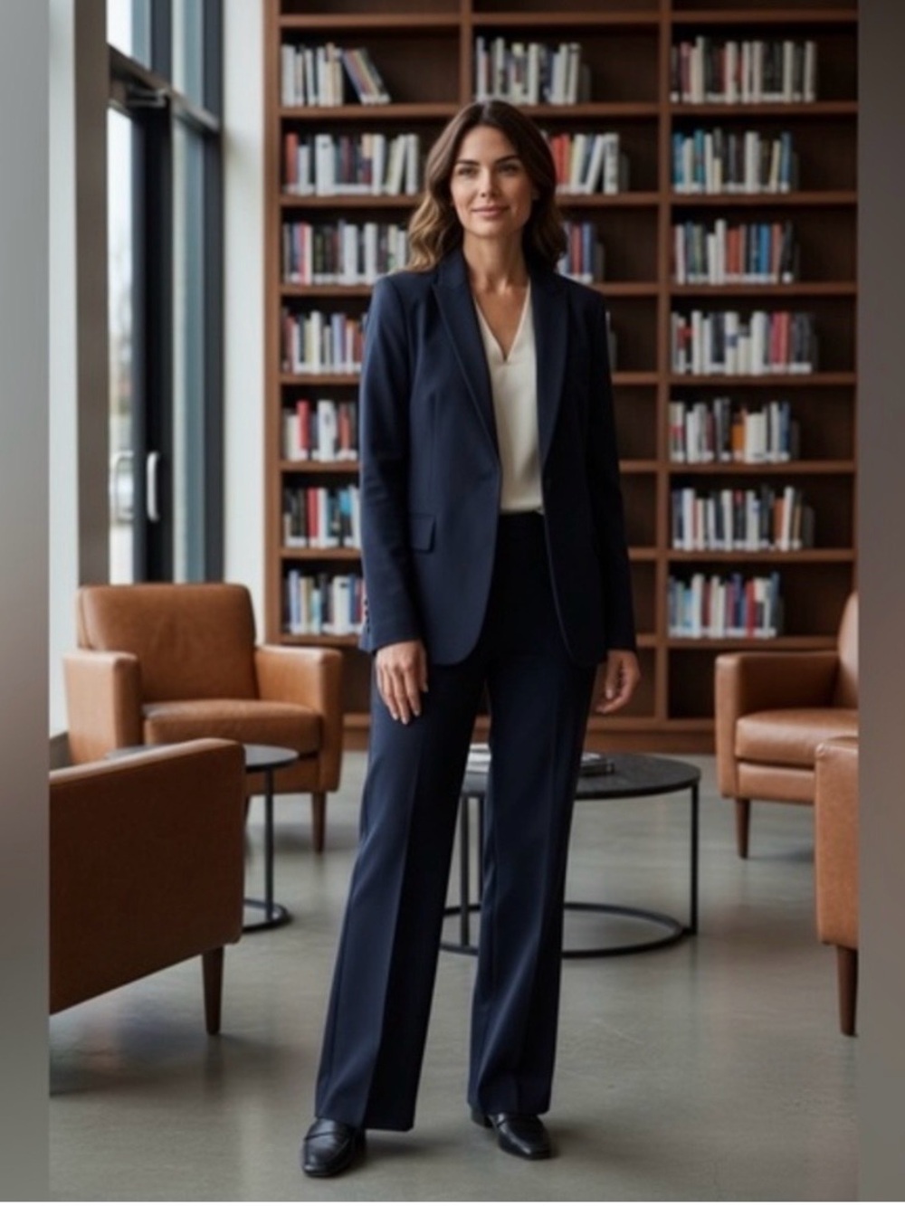 Tahari Navy Blazer and Pants Suit
